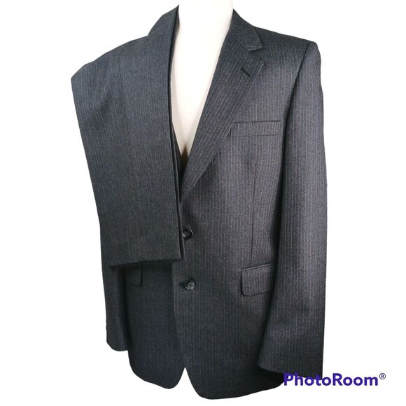 Bradmore Woolf Brothers Suit 40 Gray Pinstripes 2 Button, Trousers W36 - Picture 1 of 14